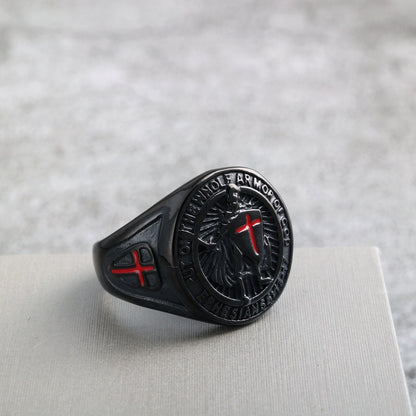 Vintage Solid Stainless Steel Medieval Templar Crusader Knight Cross Signet Ring for Men