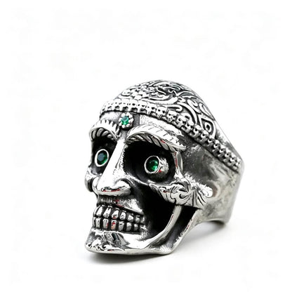 Vintage Men's Emerald Skull Ring