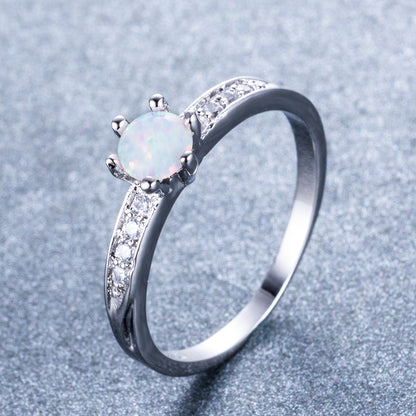 Women's Six Prong Opal ring with Zirconia