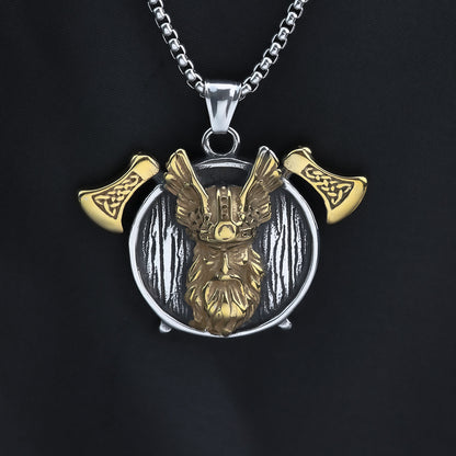 Men's Viking Odin Double Axe Pendant Necklace