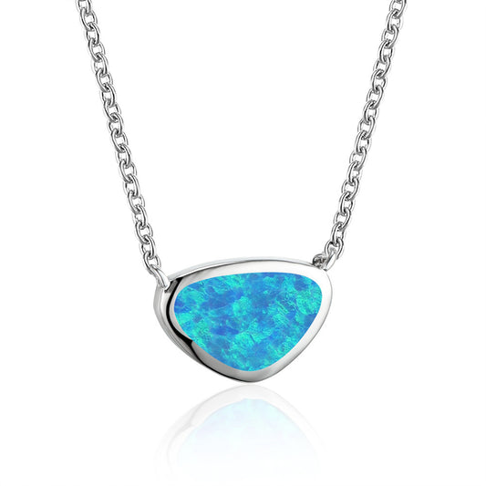 Small Triangle Opal Pendant Necklace