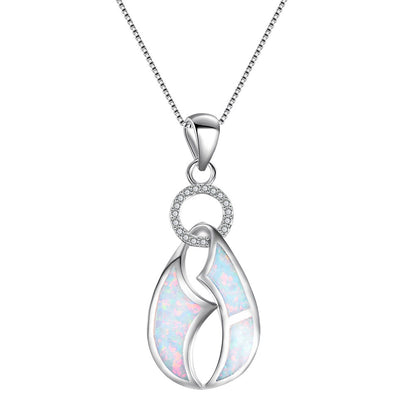 Opal single-ring pendant necklace