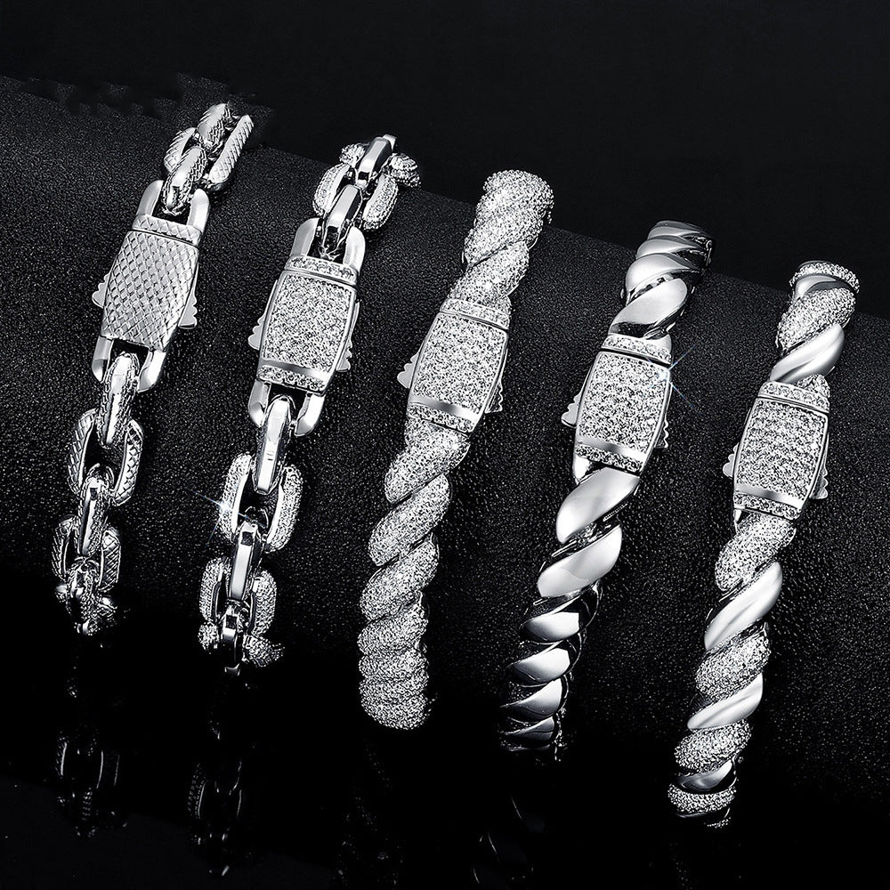 Women&Men's Hip-Hop Heavyweight Design Zircon Tennis Belt Buckle Bracelet