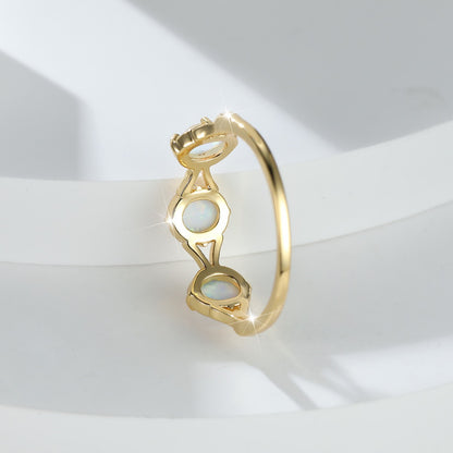 Women's Gold Plated Three Round Opal ring