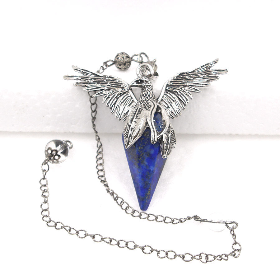 Crystal Rhombus-Cone Cut Peacock Spirit Pendulum