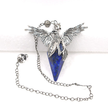 Crystal Rhombus-Cone Cut Peacock Spirit Pendulum