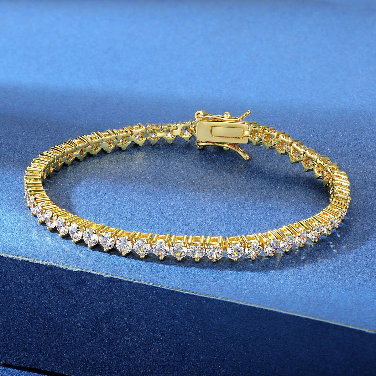 Women&Men's 3-Claw 3-4mm Eight-Shaped Buckle Zircon Tennis Bracelet