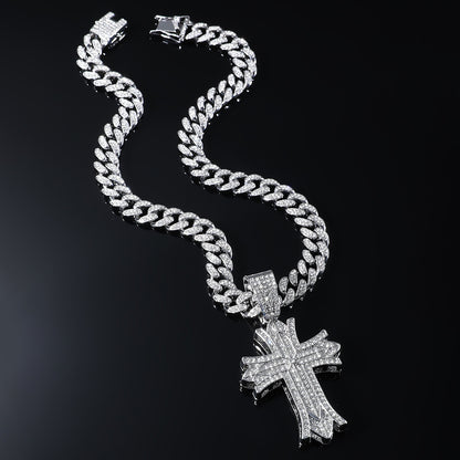 Trendy Hip-Hop Style Cross Cuban Chain Pendant Necklace
