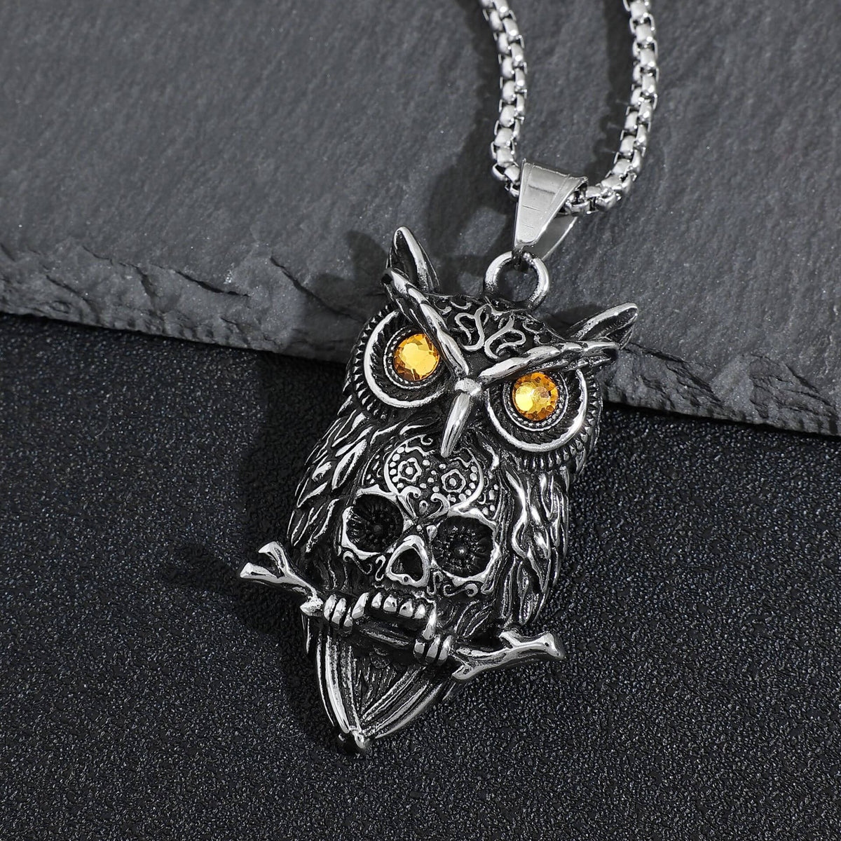 Men's Retro Animal Owl Pendant Necklace