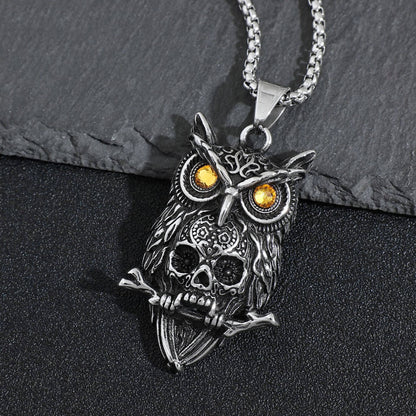 Men's Retro Animal Owl Pendant Necklace