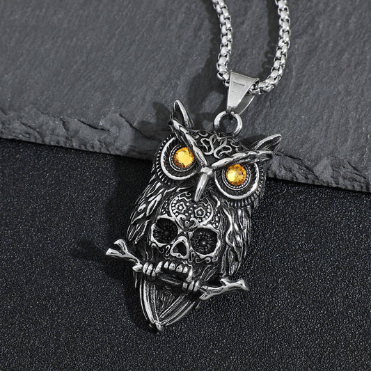 Men's Retro Animal Owl Pendant Necklace