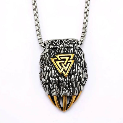Vintage Stainless Steel Viking Bear Claw Pendant Necklace for Men