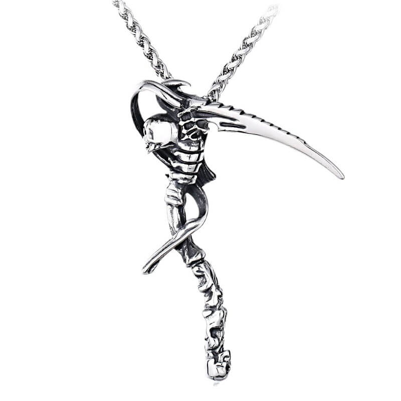 Men's Skeleton Scythe Pendant Necklace