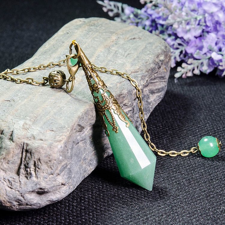 Vintage 12-Faceted Green Aventurine Balance Energy Pendulum
