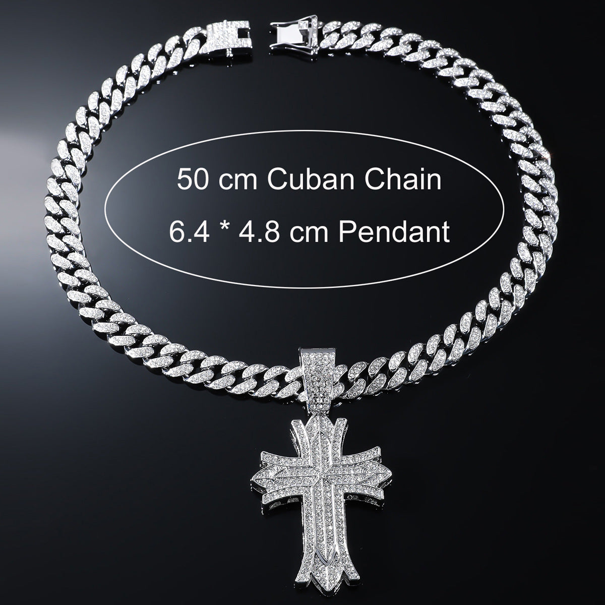 Trendy Hip-Hop Style Cross Cuban Chain Pendant Necklace