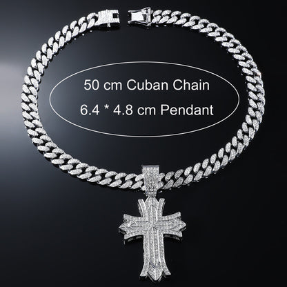Trendy Hip-Hop Style Cross Cuban Chain Pendant Necklace