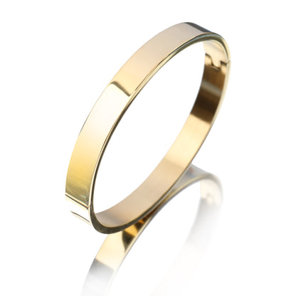 Men’s Minimalist Stainless Steel Cuff Bangle with Snap Clasp Fashion Wrist Jewelry