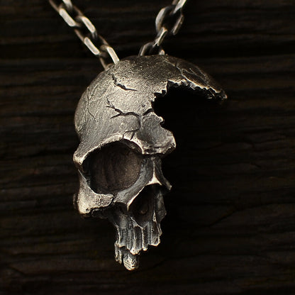 Men's Dark Gothic Half-Face Skull Pendant Necklace