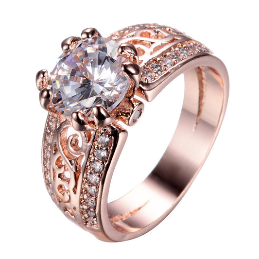 Women's Vintage Hollow Large Main Stone with Zirconia Ring