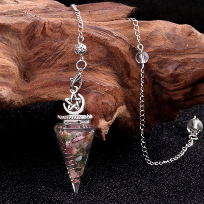 Star Moon Hexagonal Cone Crystal Resin Spirit Pendulum