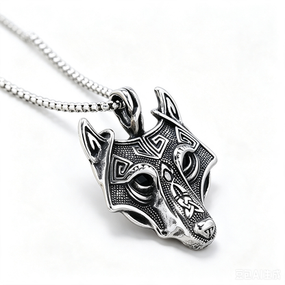 Vintage Stainless Steel Wolf Head Pendant Necklace for Men