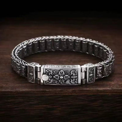 Men's Vintage Om Mani Padme Hum Engraved Braided Twist Bracelet
