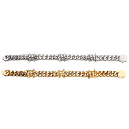 New Men’s Stainless Steel Cuban Link Bracelet, Personality Curved Needle Clasp Fashion Wrist Jewelry