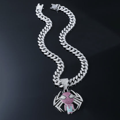 Hip-Hop Cartoon Spider Cuban Chain Pendant Necklace