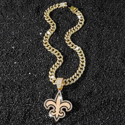 Hip-Hop Style Football Team Logo Cuban Chain Pendant Necklace