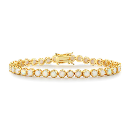 Women&Men's Round 4mm White Opal Tennis Bracelet