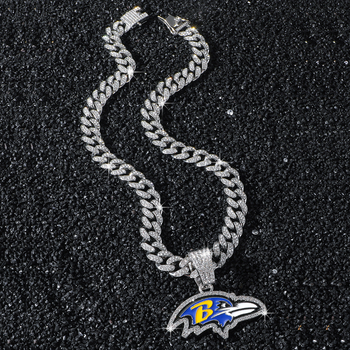 Hip-Hop Style Eagle Head Football Team Logo Cuban Chain Pendant Necklace