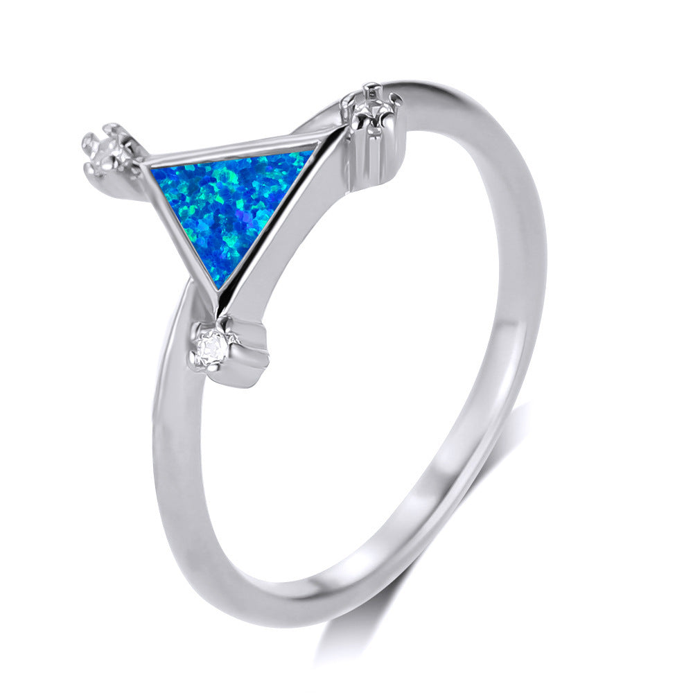 Women's Triangle Opal ring with Zirconia