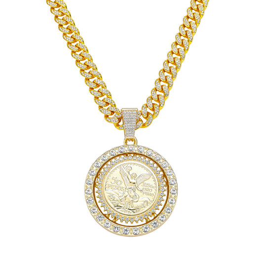 Hip-Hop Rotating Angel Cuba Chain Pendant Necklace