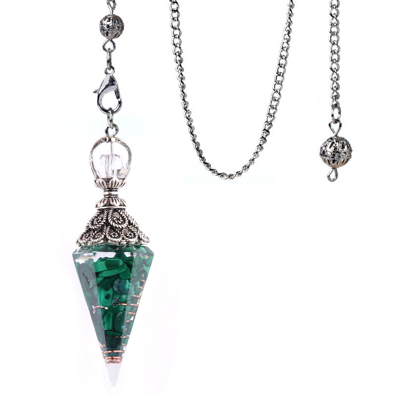 Antique silver crystal semi-precious stone multi-colored gravel resin spirit pendulum