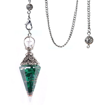 Antique silver crystal semi-precious stone multi-colored gravel resin spirit pendulum