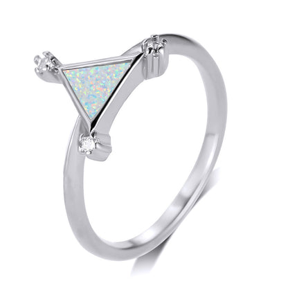 Women's Triangle Opal ring with Zirconia