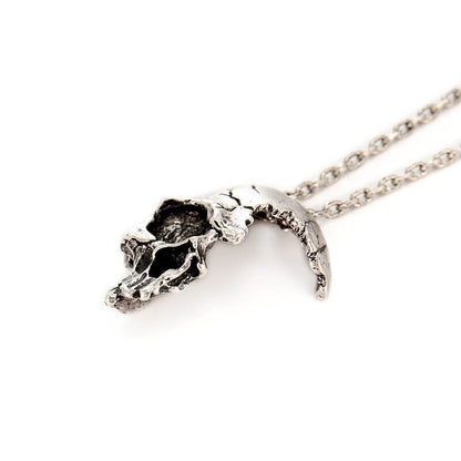Men's Dark Gothic Half-Face Skull Pendant Necklace