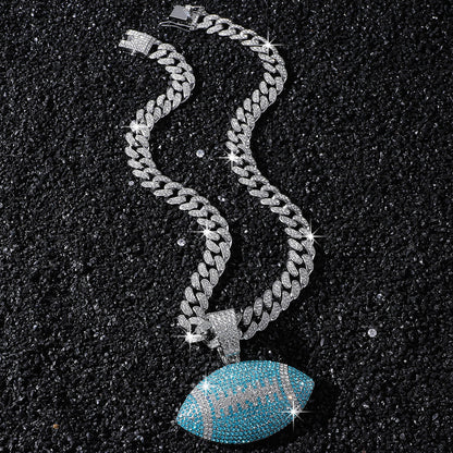 Hip-Hop Style Football Cuban Chain Pendant Necklace
