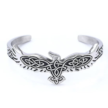 Nordic Punk Viking Raven Solid Stainless Steel C-Type Men Bracelet