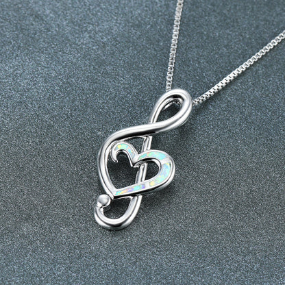 Opal Heart-shaped Note Necklace