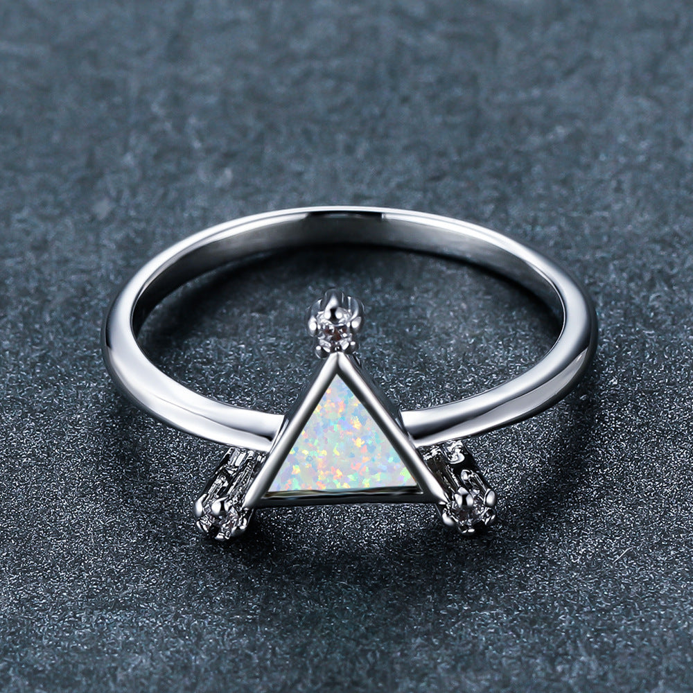 Women's Triangle Opal ring with Zirconia
