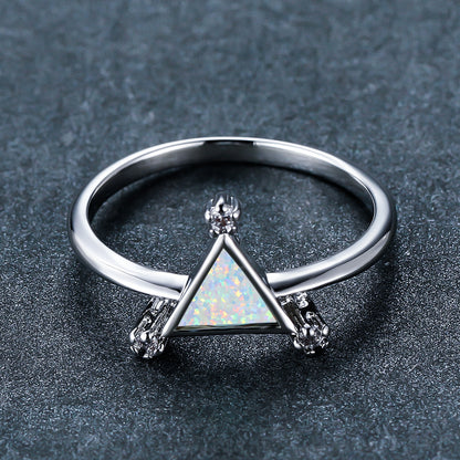 Women's Triangle Opal ring with Zirconia