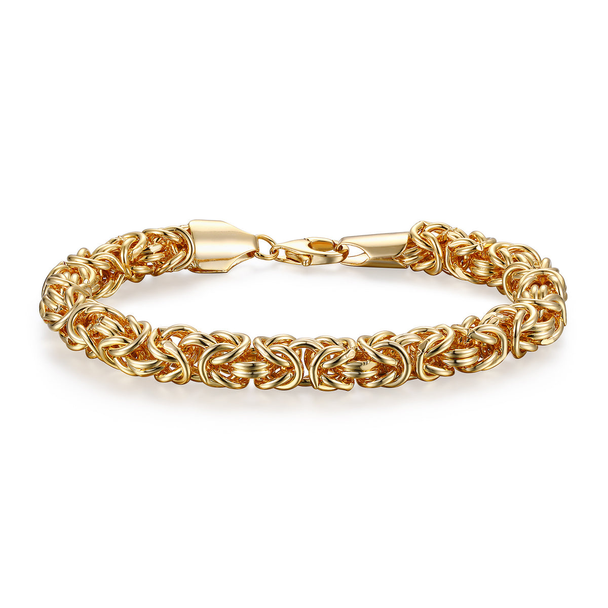 Women&Men's Vintage 18k Gold-Plated Lobster Clasp 7mm Fried Dough Twists Chain Bracelet