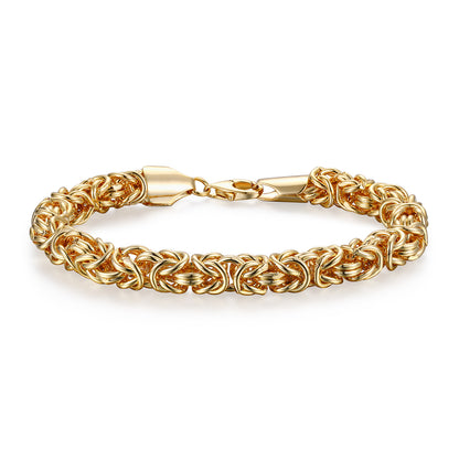 Women&Men's Vintage 18k Gold-Plated Lobster Clasp 7mm Fried Dough Twists Chain Bracelet