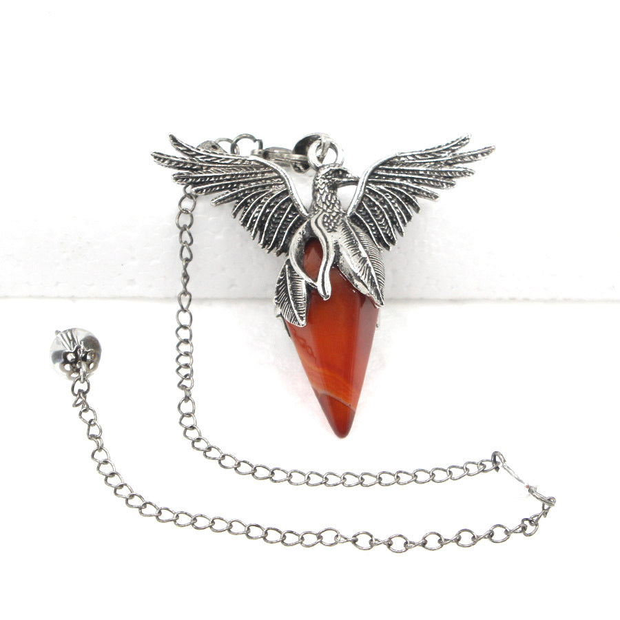 Crystal Rhombus-Cone Cut Peacock Spirit Pendulum