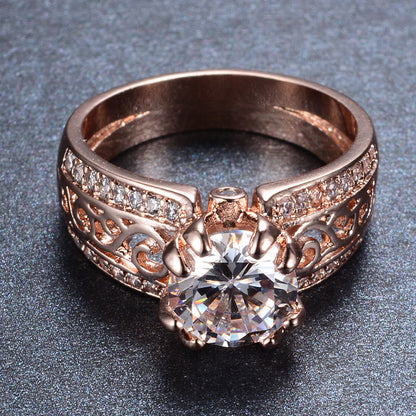 Women's Vintage Hollow Large Main Stone with Zirconia Ring