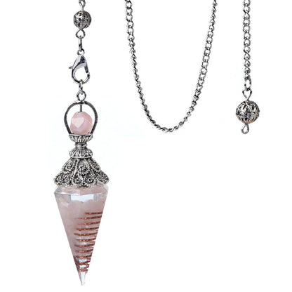 Antique silver crystal semi-precious stone multi-colored gravel resin spirit pendulum