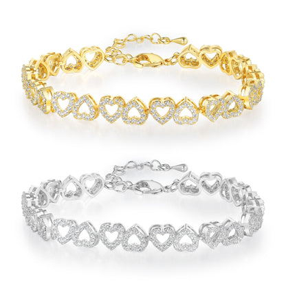 Women&Men's Love Zircon Cuban Tennis Bracelet