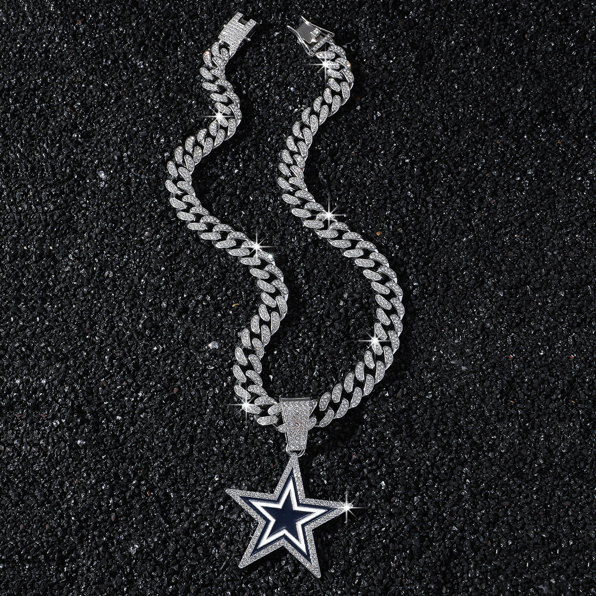 Hip-Hop Dripping Oil Five-Pointed Star Cuban Chain Pendant Necklace