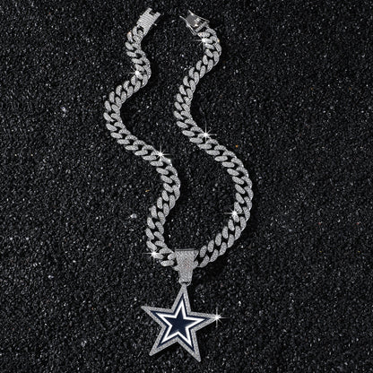 Hip-Hop Dripping Oil Five-Pointed Star Cuban Chain Pendant Necklace